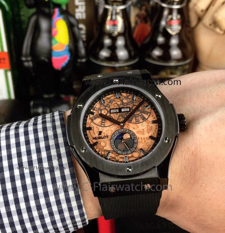 Buy Replica Hublot Classic Fusion Skeleton Watch Brown Dial